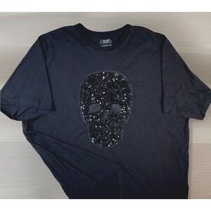 MVP Collections T-Shirt Sequins Skull Bling Short Sleeve Crewneck Men Sz 3XL